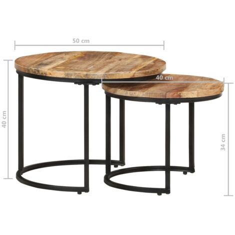 Nesting Tables 2 pcs Rough Mango Wood vidaXL