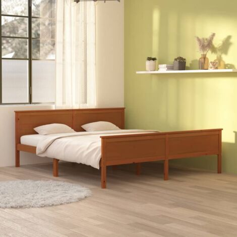 Bed Frame without Mattress Honey Brown Solid Wood Pine 180x200cm vidaXL (1/5)