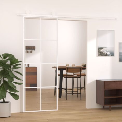Sliding Door ESG Glass and Aluminium 76x205 cm White vidaXL