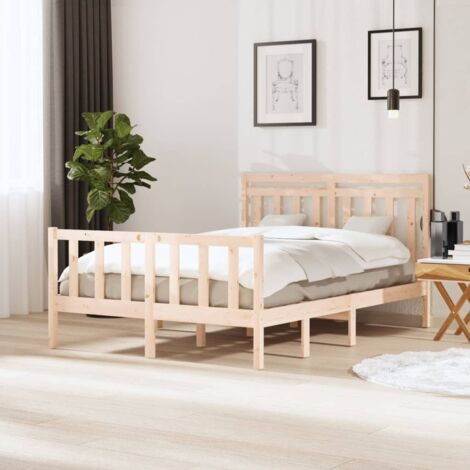 Bed Frame without Mattress Double Solid Wood vidaXL (1/5)