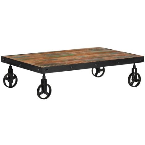 Coffee table online with metal wheels