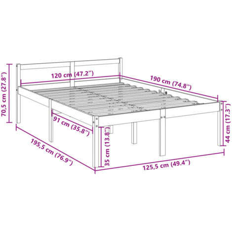 Senior Bed without Mattress 120x190cm Small Double vidaXL
