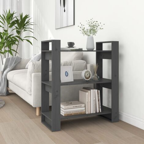 Book Cabinet/Room Divider Grey 80x35x91 cm Solid Wood Pine vidaXL