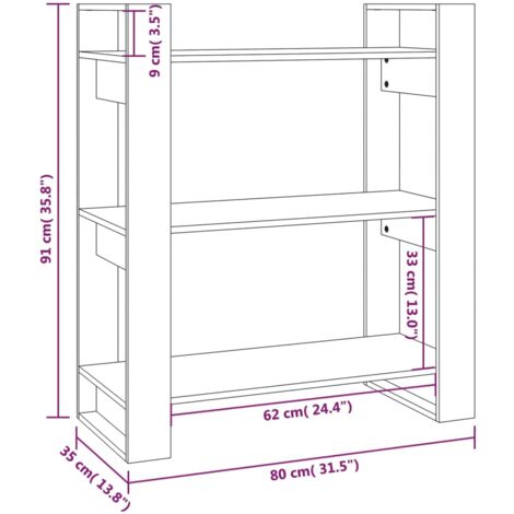 Book Cabinet/Room Divider Grey 80x35x91 cm Solid Wood Pine vidaXL