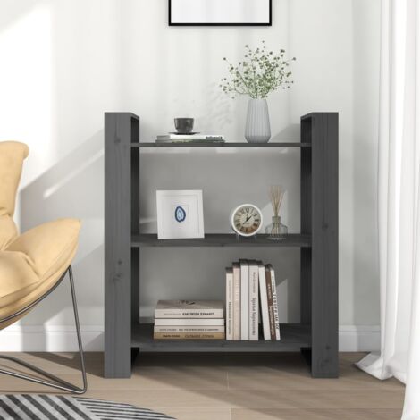 Book Cabinet/Room Divider Grey 80x35x91 cm Solid Wood Pine vidaXL