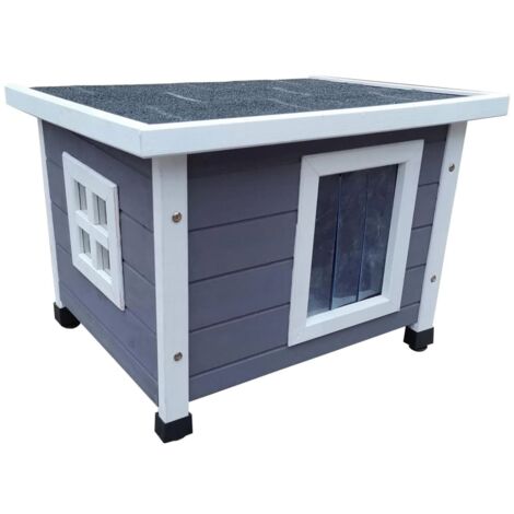 @Pet Outdoor Cat House 57x45x43 cm Wood Grey and White @Pet