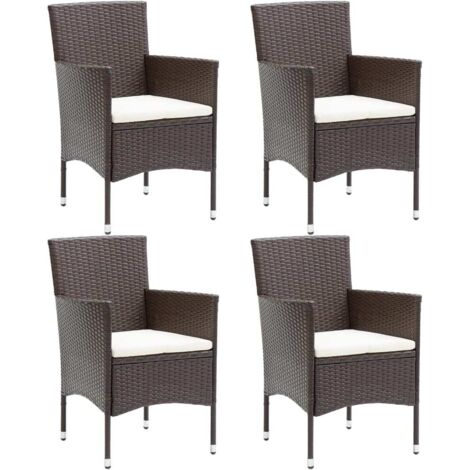 Garden Dining Chair Set of 4 Brown, Cream white vidaXL (1/5)
