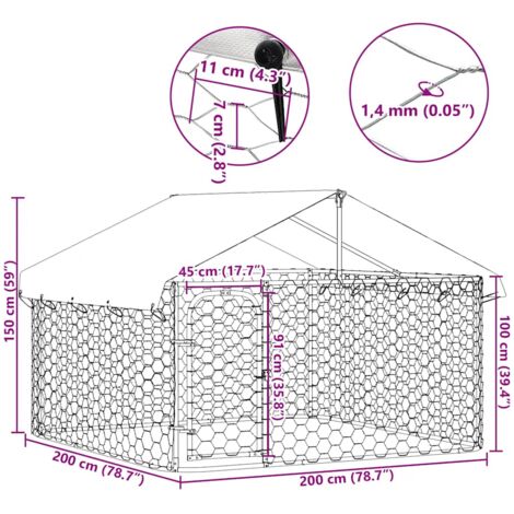 Outdoor Dog Kennel with Roof 200x200x150 cm vidaXL