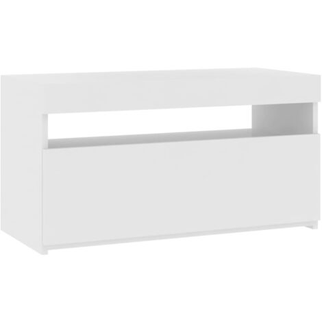 TV Cabinet with LED Lights High Gloss White 75x35x40 cm vidaXL