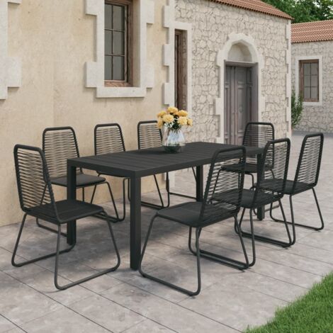 Dining Set Black WPC, Aluminium, PVC Rattan, Steel 9-piece set vidaXL (1/5)