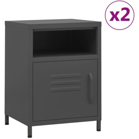 Nightstands 2 pcs Anthracite 35x35x51 cm Steel vidaXL