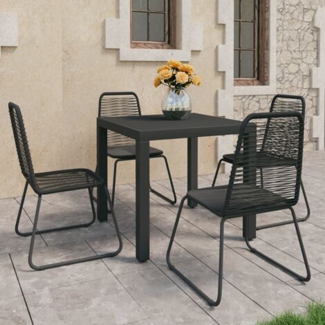 5 Piece Garden Dining Set PVC Rattan Black vidaXL (1/5)