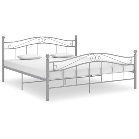 Bed Frame without Mattress Grey Metal 200x200 cm vidaXL (1/5)