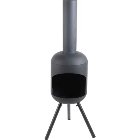 Garden Fireplace with BBQ Grill Fuego Large Black RedFire