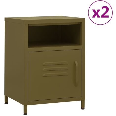 Nightstands 2 pcs Olive Green 35x35x51 cm Steel vidaXL