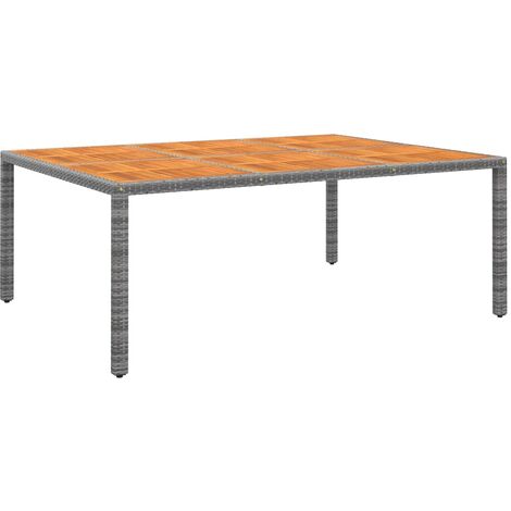 Garden Table 200x150x75 cm Acacia Wood and Poly Rattan Grey vidaXL