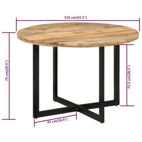 Dining Table 110x75 cm Solid Wood Mango vidaXL