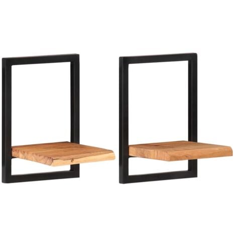Wall Shelves 2 pcs 25x25x35 cm Solid Wood Acacia and Steel vidaXL