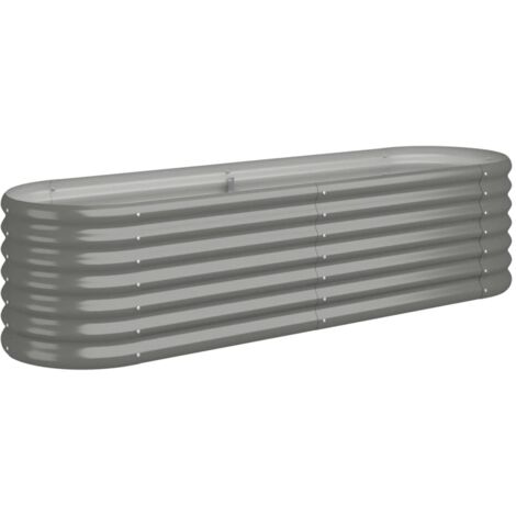 Garden Raised Bed Powder-coated Steel 152x40x36 cm Grey vidaXL