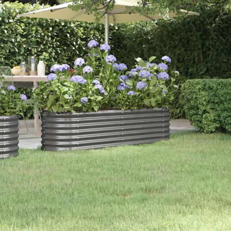 Garden Raised Bed Powder-coated Steel 152x40x36 cm Grey vidaXL