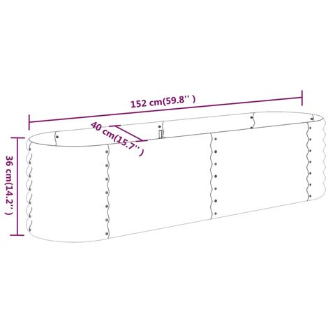 Garden Raised Bed Powder-coated Steel 152x40x36 cm Grey vidaXL