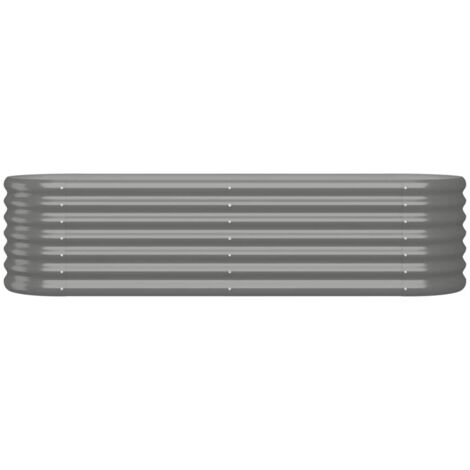 Garden Raised Bed Powder-coated Steel 152x40x36 cm Grey vidaXL