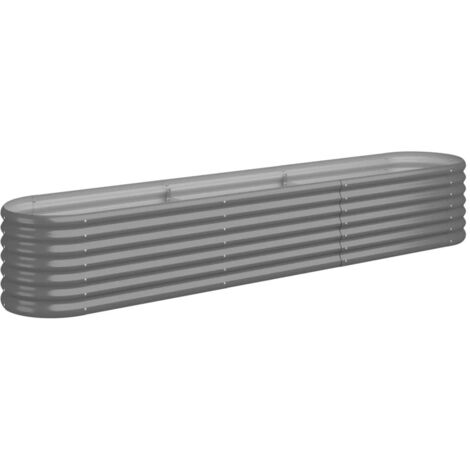 Garden Raised Bed Galvanised Steel 224x40x36 cm Grey vidaXL
