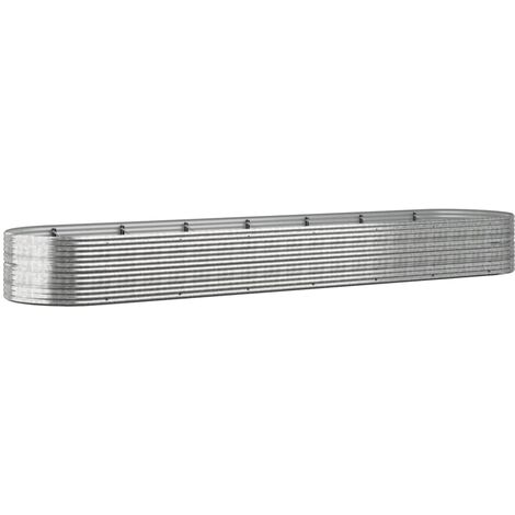 Garden Raised Bed Powder-coated Steel 584x140x68 cm Silver vidaXL