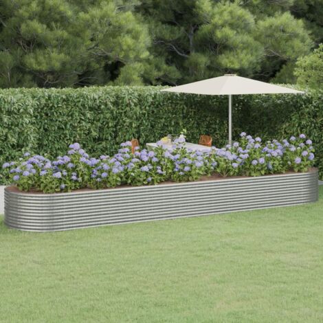 Garden Raised Bed Powder-coated Steel 584x140x68 cm Silver vidaXL