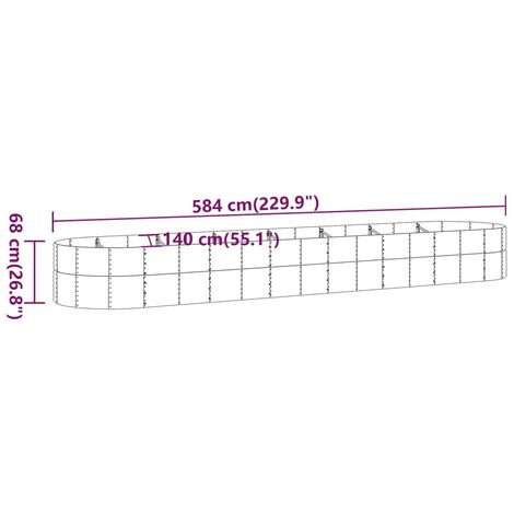 Garden Raised Bed Powder-coated Steel 584x140x68 cm Silver vidaXL
