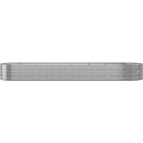 Garden Raised Bed Powder-coated Steel 584x140x68 cm Silver vidaXL
