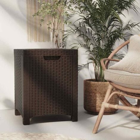 Garden Storage Box 39x39x46 cm PP Rattan Brown vidaXL