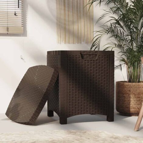 Garden Storage Box 39x39x46 cm PP Rattan Brown vidaXL