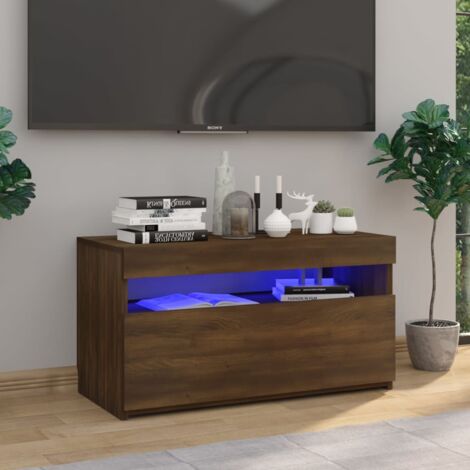 TV Cabinet with LED Lights Brown Oak 75x35x40 cm vidaXL