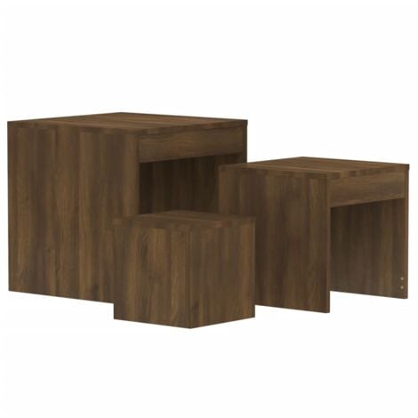 Nesting Tables 3 pcs Brown Oak Engineered Wood vidaXL