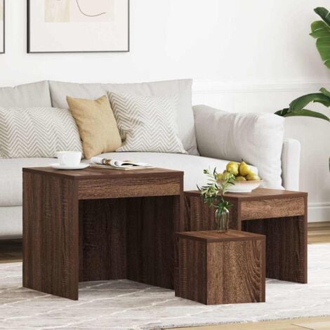 Nesting Tables 3 pcs Brown Oak Engineered Wood vidaXL