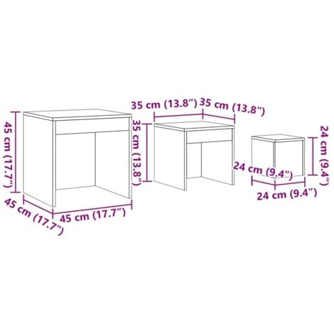 Nesting Tables 3 pcs Brown Oak Engineered Wood vidaXL