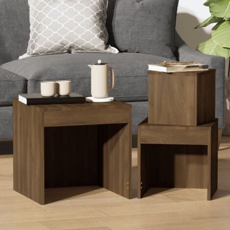Nesting Tables 3 pcs Brown Oak Engineered Wood vidaXL
