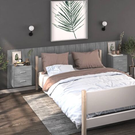 Vidaxl – Wall-mounted bedside cabinets 2 pcs – Grey sonoma – Engineered wood – Dimensions 48.5 x 32.5 x 80 cm – Maximum load 50 kg (1/5)