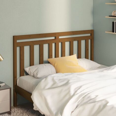 Bed Headboard Honey brown Solid Pine Wood Standard for double bed vidaXL (1/5)