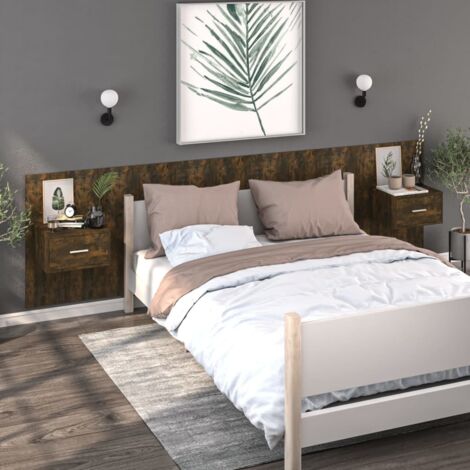Wall-mounted Bedside Cabinets 2 pcs Smoked Oak vidaXL