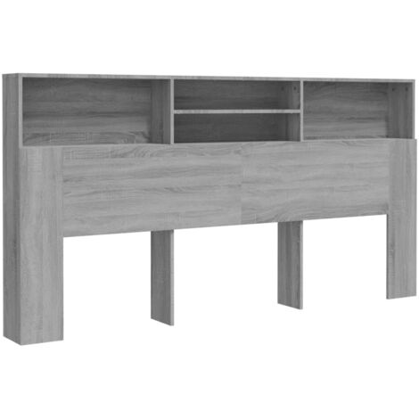 Headboard Cabinet Grey Sonoma 200x19x103.5 cm vidaXL