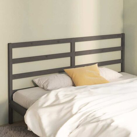 Bed Headboard Grey 206x4x100 cm Solid Wood Pine vidaXL (1/5)