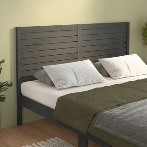 Bed Headboard Grey 126x4x100 cm Solid Wood Pine vidaXL
