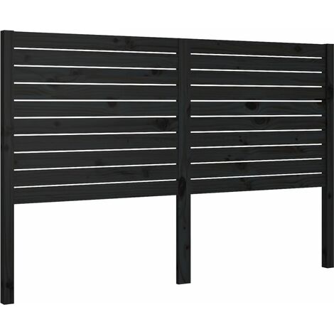 Bed Headboard Black 186x4x100 cm Solid Wood Pine vidaXL