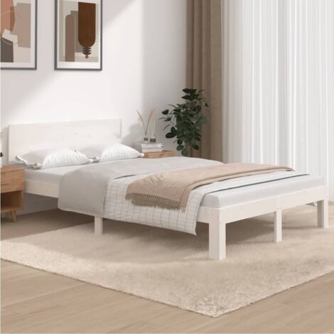 Bed Frame White Solid pine wood, plywood slats 120x200 cm Tough vidaXL
