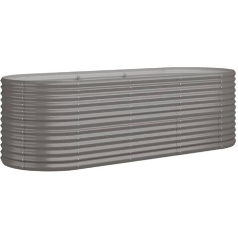 Garden Raised Bed  Grey  Powder-coated steel  Large  Durable vidaXL
