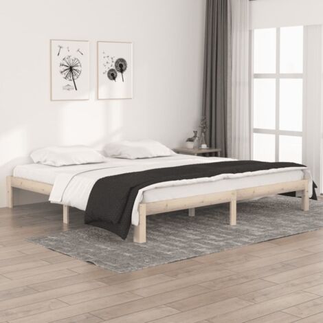 Bed Frame without Mattress Solid Wood Pine 200x200cm vidaXL (1/5)