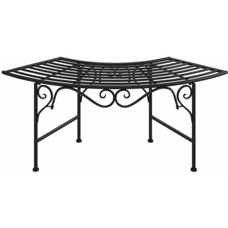 Tree Bench Black Steel Medium Durable Circular Tree Bench vidaXL (1/5)