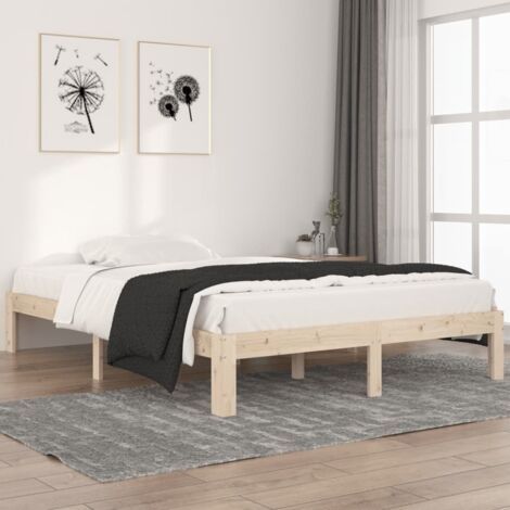Bed Frame without Mattress Solid Wood Pine 140x200cm vidaXL (1/5)